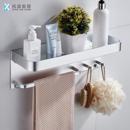 Bathroom Shelf Multifunctional Space Aluminum Toiletries Holder Black Storage Hanger Bathroom Silver Wall Hanging Organizer