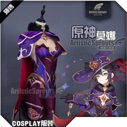 Mona Cosplays Genshin Impact Mona Cosplay Costume with hat dress female Game Cosplays Mona