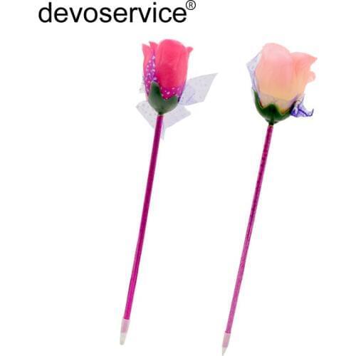 Novelty Artificial Rose Flower Ball Pens Ballpen Fashion Valentines Gift Ballpoint Pens For School Stationery Office Supplies