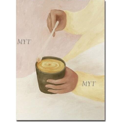 Dining Room Wall Decorative Canvas Art Unframed Wall Hangings Picture Art Pieces Oil Painting Lady Making Coffee Paintings