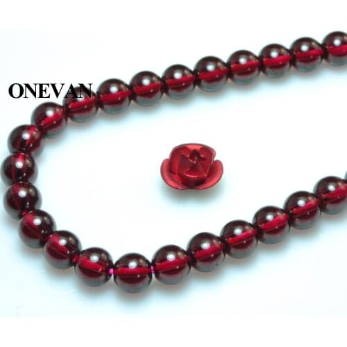 ONEVAN Natural 3A Red Garnet Stone 3.5mm Smooth Round Loose Beads Bracelet Necklace Jewelry Making Diy Design Accessories Gift