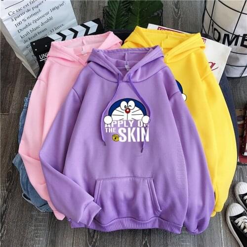 Autumn Doraemon Cartoon Print Long Sleeve Hoodies Harajuku Kawaii O-Neck Sweatshirt Streetwear Anime Hoodies For Men
