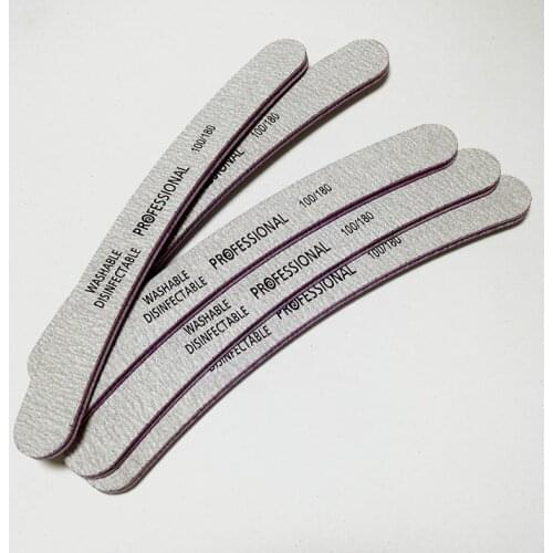 5pcs Execllent Emery Professional Curve shape Nail File 100/180 Manicure Art Nail File Cuticle Remover Buffer Nail Art Sets