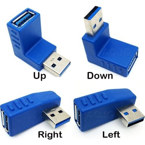 Usb 3.0 Connector Right + Left angle 90 degree Converter USB 3.0 Type A Male to Female Plug Adapter Converter Wholesale AQJG