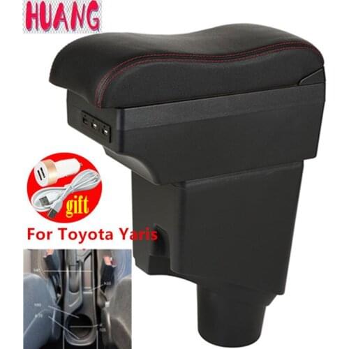 For Toyota Yaris Armrest For Toyota Yaris hybrid Car Armrest box 2021 2020 2019 2018 Retrofit parts Interior Storage box USB LED