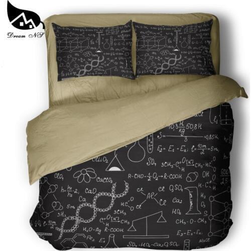 Dream NS H2O+CO2=H2CO3 Chemical Formula Notes Duvet Set Black Bedclothes Pillowcase Customized Home Textiles