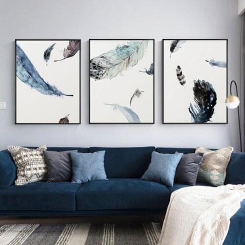 Nordic Canvas Poster Canvas Paintings Feather Drawing Wall Art Picture Study Room Living Room Bedroom Home Decor