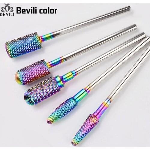 Rainbow Tungsten Carbide Milling Cutter Manicure carbide For Nail polish Nail Drill Bit Manicure Machine Drill Tools