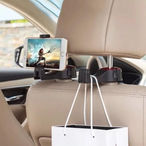 Adjustable Car Headrest Hooks Mobile Stand Car Phone Holder Fastener Seat Back Hanger Clips For Bag Handbag Houseware