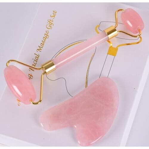Rose Quartz Roller Slimming Face Massager Lifting Tool Natural Jade Roller Facial Massage Roller Stone Skincare Women Beauty