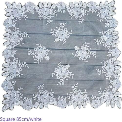 Modern white Lace embroidery Tablecloth transparent square tea coffee Table Cloth Cover placemat party Christmas Wedding Decor