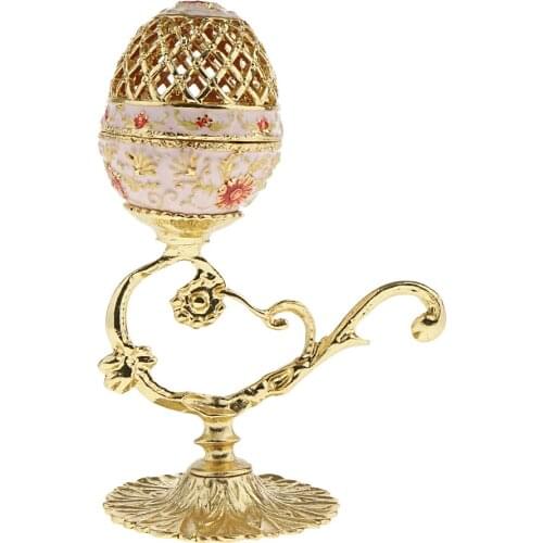 Stylish Enamel Flower Hollow Egg Storage Box Mini Easter Egg Wedding Jewelry