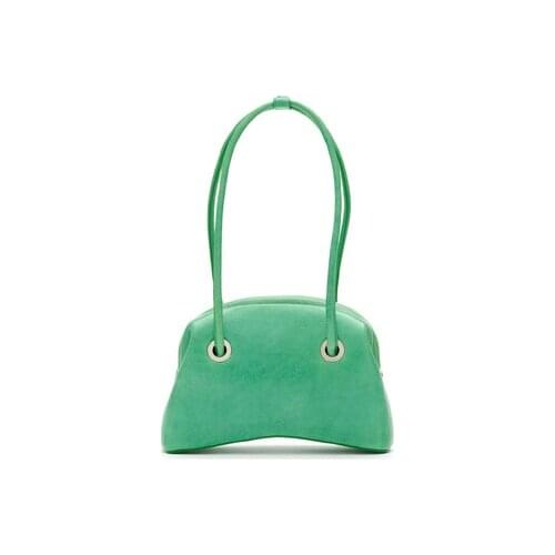 Vintage Design Women Tote Handbags Solid Color Fashion Ladies Underarm Bag Spring Green PU Leather Female Shoulder Bags