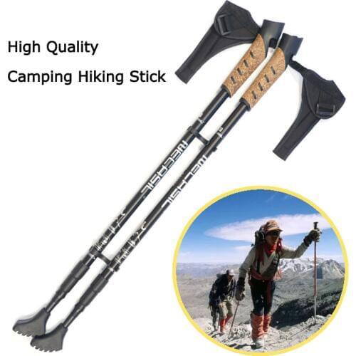 A Pair of Three Fold Folding Cane Aluminum Hiking Pole Travel Hiking Skiing Earthquake Walking Walking Stick