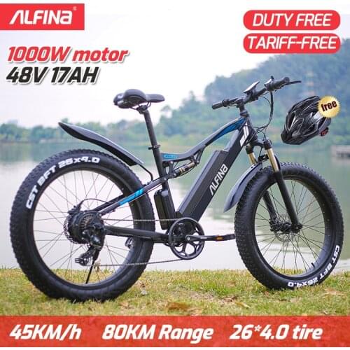 ALFINA FX-03plus 1000W super motor 48V 17AH Electric bicycle SnowBike MTB 45KM/h 26 Inch Tires Waterproof Ebike