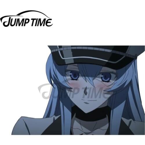 JumpTime 13 x 11.5cm Esdeath Blushing And Smiling Esdese Akame Ga Kill Sticker Waterproof Bumper Anime Decal VAN Car Styling