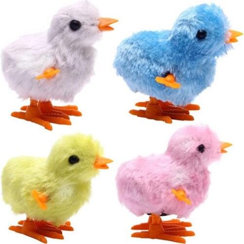 Clockwork Funny Plush Toy Wind-up Cartoon Clown Animal Educational Toy Little Chicken Ornament Adornos Para Casa Gifts