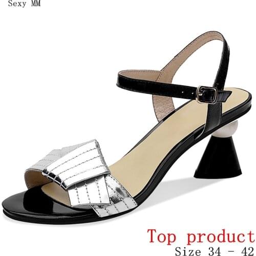 Women High Heels Gladiator Sandals Pumps High Heel Sandals Woman Summer Shoes Genuine Leather Small Plus Size 34 - 40 41 42