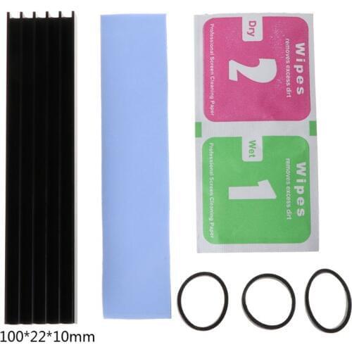 1Set Aluminum Heatsink Cooling Thermal Pad Cooler for NVME M.2 NGFF 22110 PCI-E SSD Solid State Hard Drive Disk 10x22x100MM