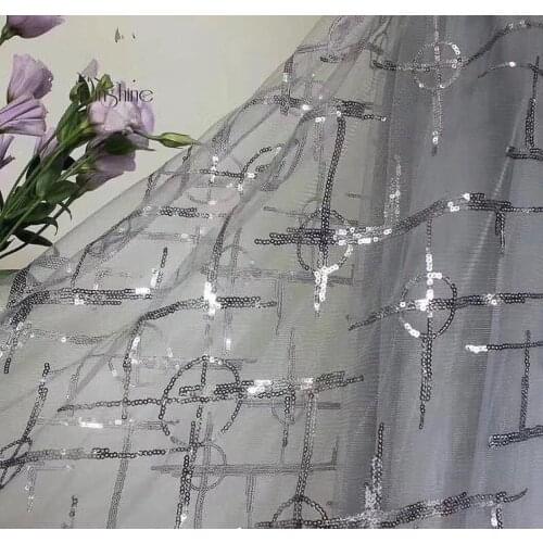 1Y/lot Glitter Sequins Mesh Sewing Fabric Textile For Gilr Dress DIY Material Performance Costume