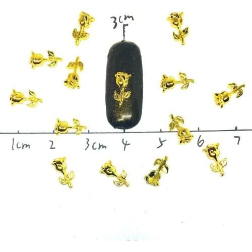 100Pcs Silver Gold Nail Art Decorations 3d Charms Tulips Flowers Nails Accessoires Kawaii Bling Studs Spring Rose Nailart Supply