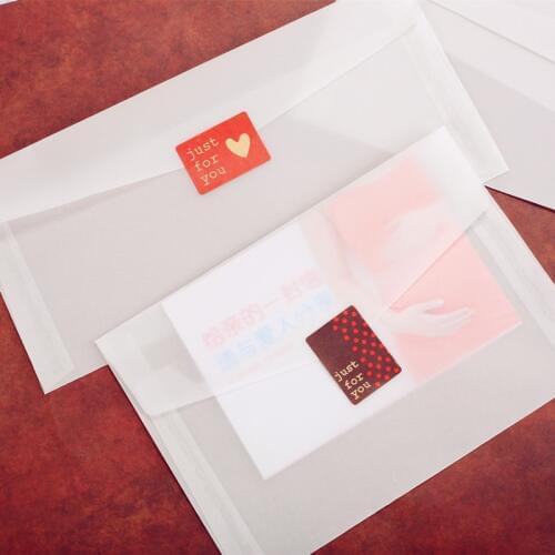 20pc Transparent Sulfuric Acid Paper Envelope Custom Made Bronzing Blank Postcard Mask Storage Bags OEM Custom Logo High Qualtiy
