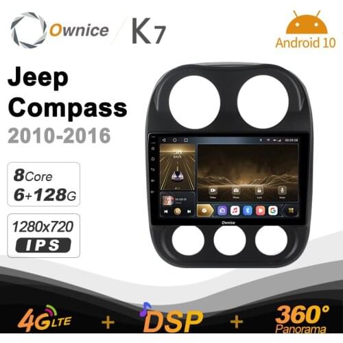 720P K7 6GB + 128GB Android 10.0 Car radio setero for Jeep Compass 1 MK 2009-2015 Auto Audio 360 Panorama Optical Stereo Wifi