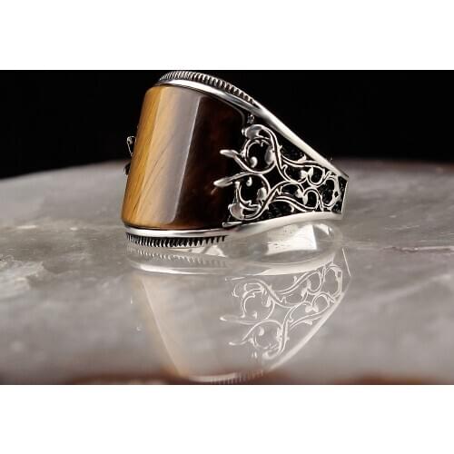 Tigers Eye Gemstone 925 Sterling Silver Ring