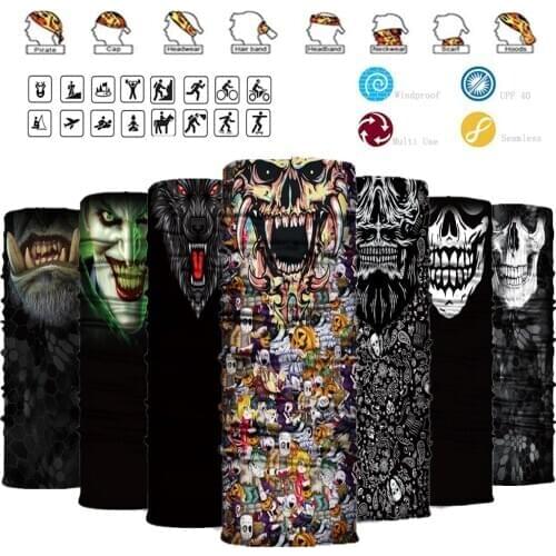 Balaclava Seamless Magic Scarf Neck Face Cover Ghost Skull Skeleton Head Bandana Shield Headband Headwear Bandanas Men Bicycle
