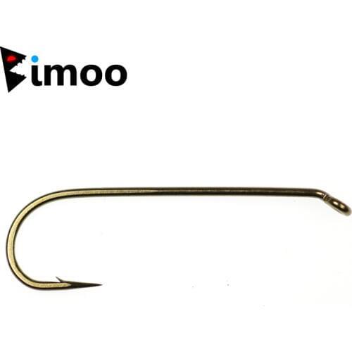 Bimoo 20PCS Brass Color Strong 4XL 2XH Down Eyed Fresh Water Streamer Fly Fishing High Carbon Steel Barbed Hook Size #2 #4 #6 #8