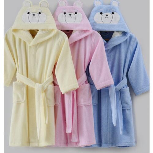 Childrens bathrobe autumn winter cotton cartoon hooded terry material warm absorbent water nightwear boys girls swimming robe