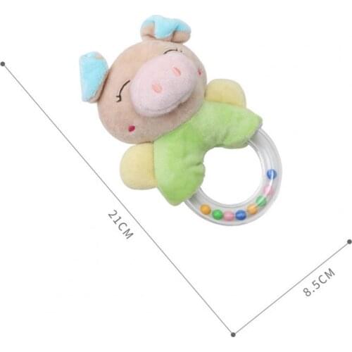 Rattle Toy Cartoon Animal Emotional Comfort Handbell Plush Doll Teether Toys Visual Training Creative Lovely Shape Stuffed Crib