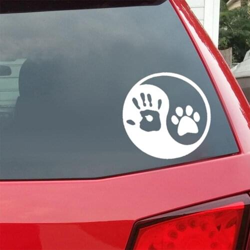 Yin Yang Human Dog Hand Car Trunk Body Bumper Window Decor Styling Decal Sticker наклейки на авто автомобильные товары Accessory
