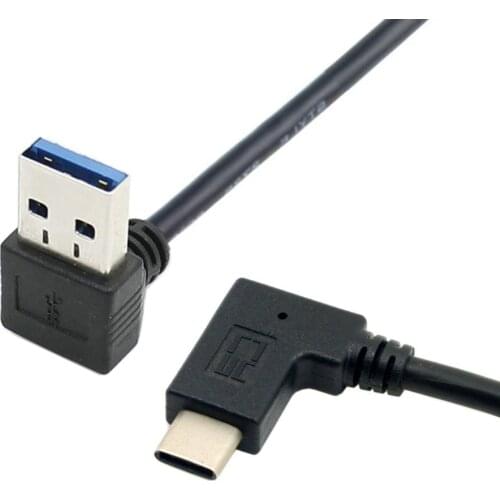 Jimier CY Reversible USB 3.1 USB-C Angled to 90 Down Angled A Male Data Cable for Laptop