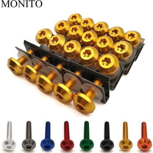 20pcs M6 Motorcycle Fairing Bolts Nuts Kit Body Fastener Clips Screws For SUZUKI RMZ250 RMZ450 DRZ400SM RMZ 250 450 DRZ 400 SM