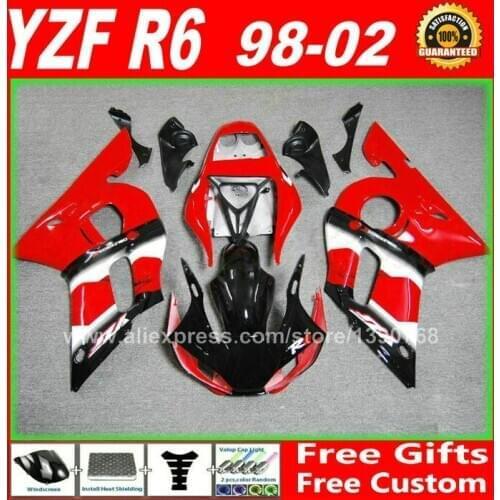 Red fairing fit for YAMAHA YZF R6 98 99 00 01 02 plastic 1998 1999 2000 2001 2002 fairings kits free custom
