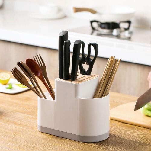 Multifunctional Hollow Knife Holder Kitchen Cultery Storage Organizer Rack Stand Household Storage Box For Spoon Chopsticks