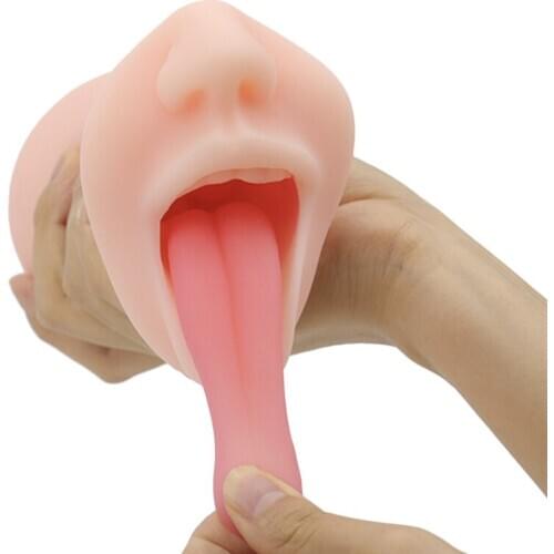 Male Masturbator Silicone Mouth Tongue Sucking Cup Pocket Pussy Realistic Deep Throat Vagina Oral Sex Cup Sex Toys for Men