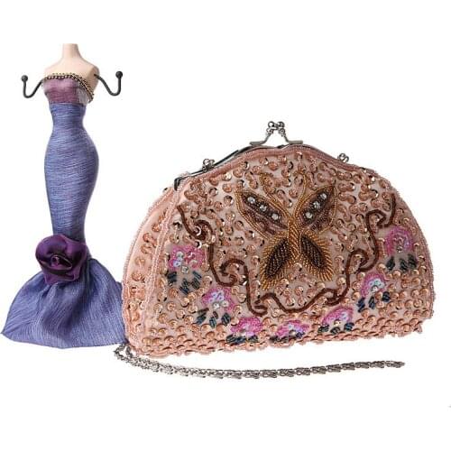 2021 New Luxury handbag Beading Flowers Evening Clutch Bags for women Bridal Crystal Metal Frame Evening Clutches Purse Handbag