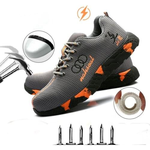 New mens steel head work safety shoes casual breathable outdoor sports shoes anti-puncture boots comfortable industrial shoes