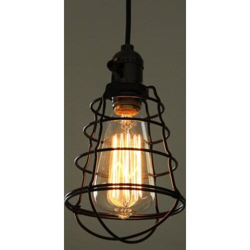 New Antique Brass Retro Guard Wire Cafe Loft Droplight Fixture Iron Cage Pendant Light Hanging Fitting Metal Frame Lamp Holder