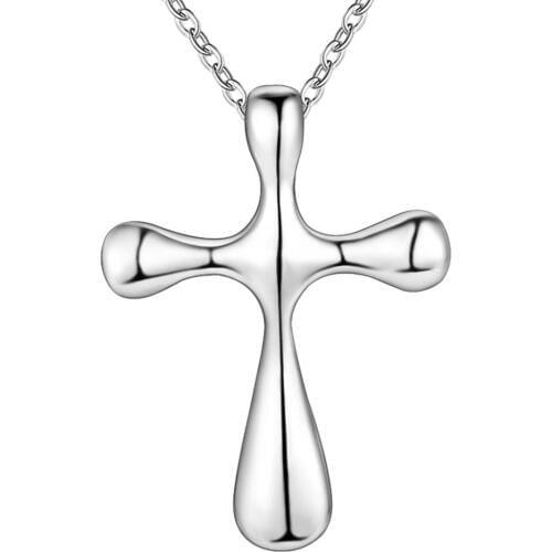 Wholesale Charm Silver Color Pendants For Women Jewelry Necklace Lady Fashion Jewelry Pendant Rounded Cross AN280/bakajrra