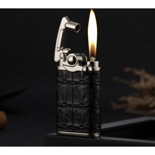 Rocker Arm Lighter Lychee Pattern Crocodile Pattern Laminated Metal Windproof Kerosene Lighter Regalos Para Hombre Originales