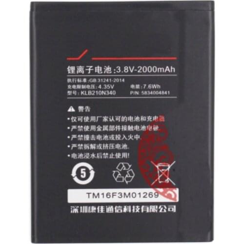 Original size replacement battery 2000mah 3.8v For KLB210N340 KONKA R1 R5 Vivax FLY 2 mobile phone batteries