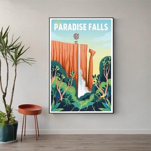 W516 Silk Fabric Poster Wall Art Decor PARADISE FALLS VINTAGE Classic Movie Trend Fashion Decoration Bright Gift