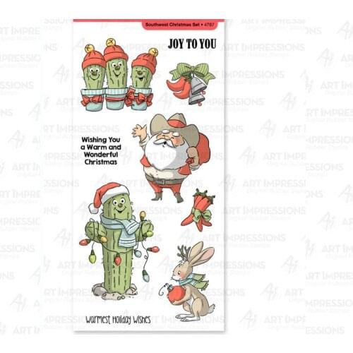 Southwest Cactus Christmas Clear Stamps Scrapbooking Stencil For Decor Embossing Stamp DIY Greeting Card Handmade 2021 New Year