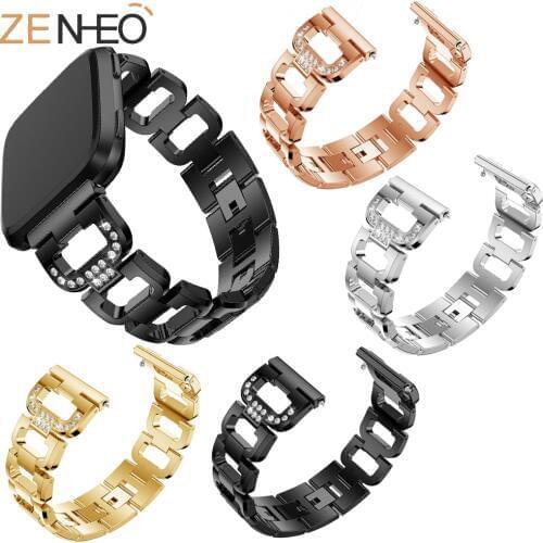Women fashion luxury style Stainless steel bands replacement strap for Fitbit Versa watch bracelet watchbands accessories