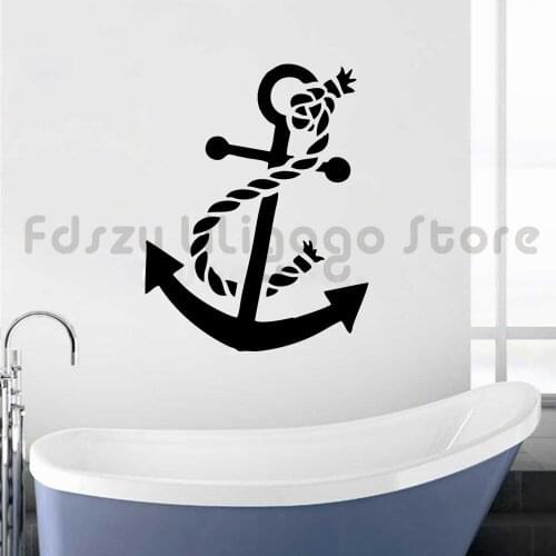 Boat Anchor Vinyl Wall Decal Home Bathroom Decoration New Design Anchor Wall Sticker Sea Style Wallpaper Vinyl Wall Art Q88