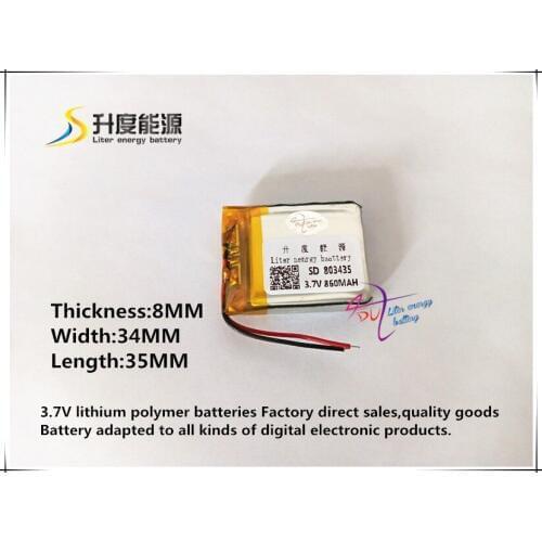 SD 3.7v medical battery 803435 860mAh 3.7v Polymer battery The tablet battery