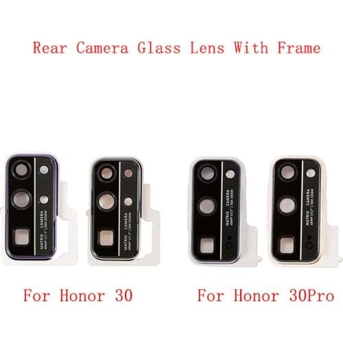 Rear Back Camera Lens Glass with Metal Frame Holder For Huawei Honor 30 30S 30Pro Replacement Repair Spare Parts